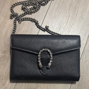Black Leather Chain Shoulder Bag